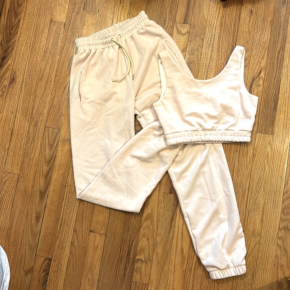 Two piece sweat pants and brami set